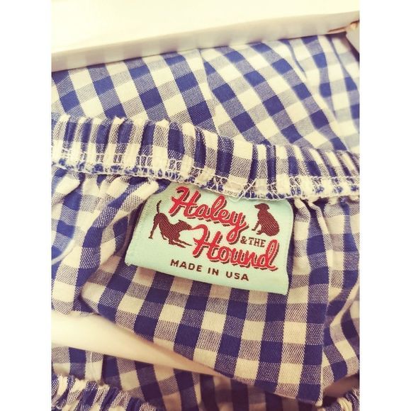 Haley & the hound preppy blue and white checkered  gingham off the shoul… - Picture 4 of 4